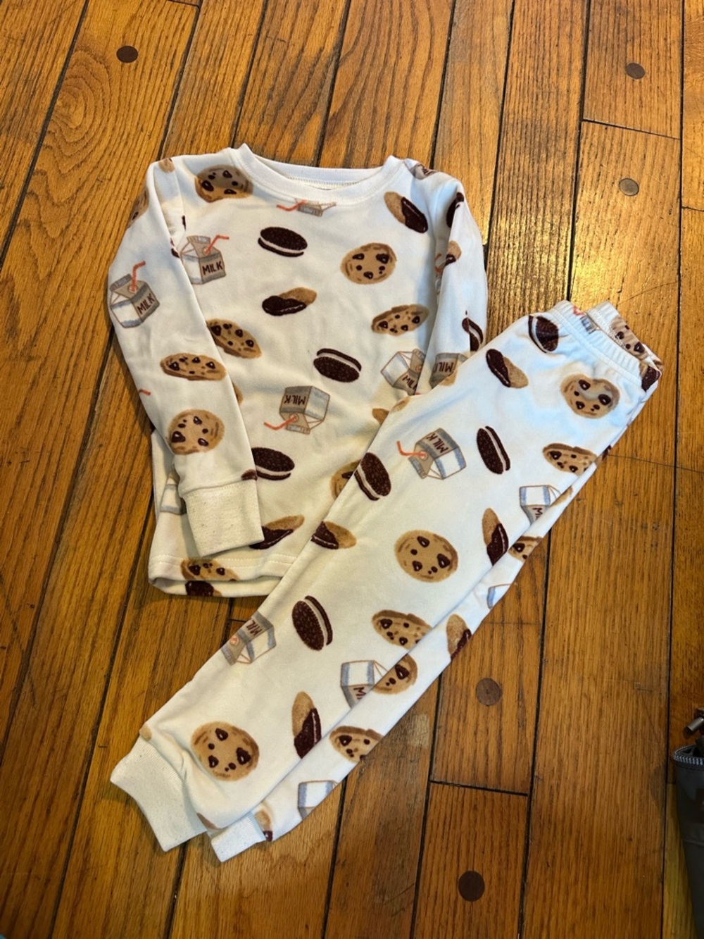 Carter's White Kids Cookie & Milk Cartoon Pajama Set